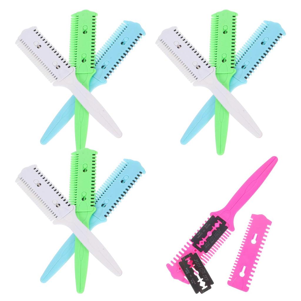 Frcolor Hair Cutter Pack of Barber Razor Haircut Double Sided Cutting Razor Hair Double Sided Haircut Razor Comb Comb, 10, Comb, Comb, Scissors, Comb,