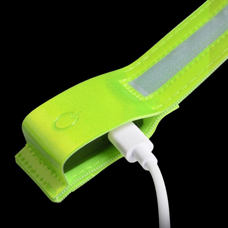 High Visibility LED Safety Armband with Reflective Strips USB C Rechargeable Reflective Wristband for Outdoor Activities
