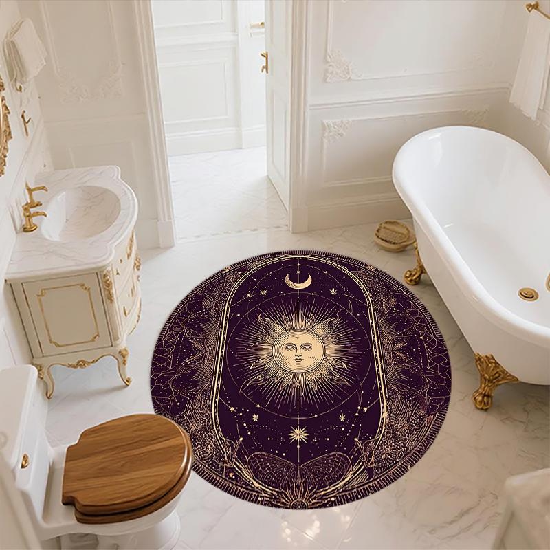 Celestial Elements pattern round rug,Carpet Rug for Living Room Bedroom Sofa Playroom Decor,Non-slip Floor Mat,Holiday Gifts and Birthday Gifts.