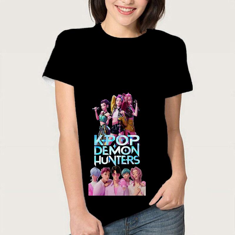 Letní KPop Lovci démonů Trička Huntrix Girl Kpop Tričko Jinu Zoey Rumi Mira Saja Kluci Cool Trička s krátkým rukávem Trička Topy