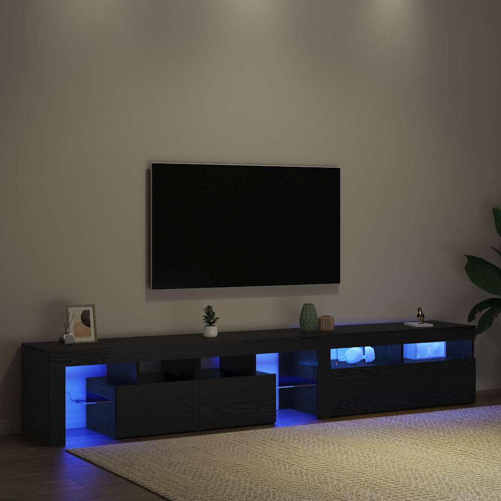 TV Cabinet Set of 2 Black Oak Effect 230 X 36.5 X 40 Cm