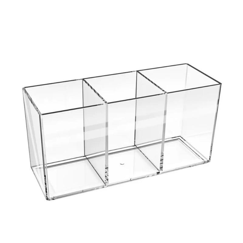 Makeup Brush Storage Box Makeup Brush Holder Organizer Clear Cosmetic Brushes Container Storage 1/2/3 Slots For Vanity