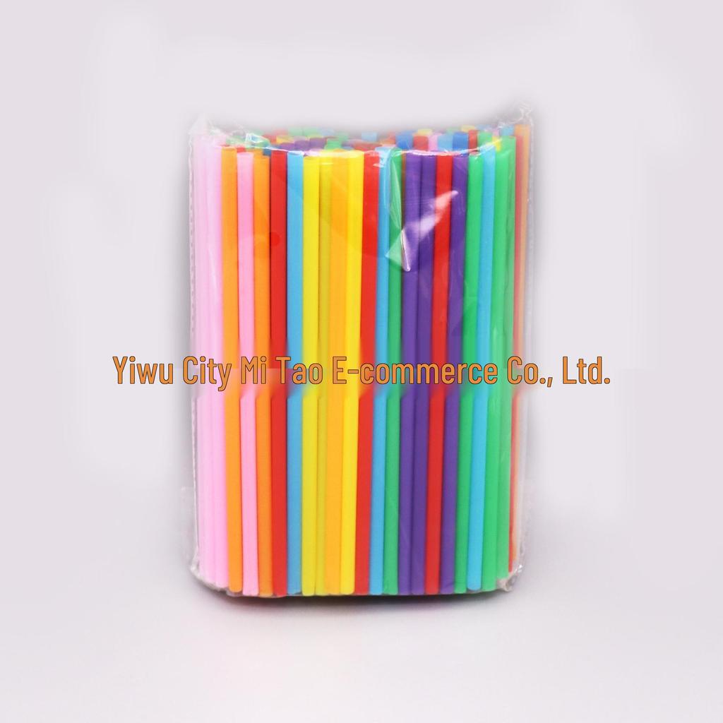 Multicolor Disposable Plastic Straws for DIY Projects, 6x190mm, Flat and Straight Design for Kids