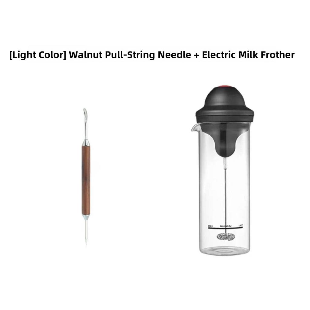 Professional Coffee Latte Art Needle with Pear Wood Handle 304 Stainless Steel Food Grade Hook Flower Coffee Making Tool