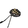 Two-Tone Black Gold Design Lines Ruby Necklace Jewelry Silver Literary Retro