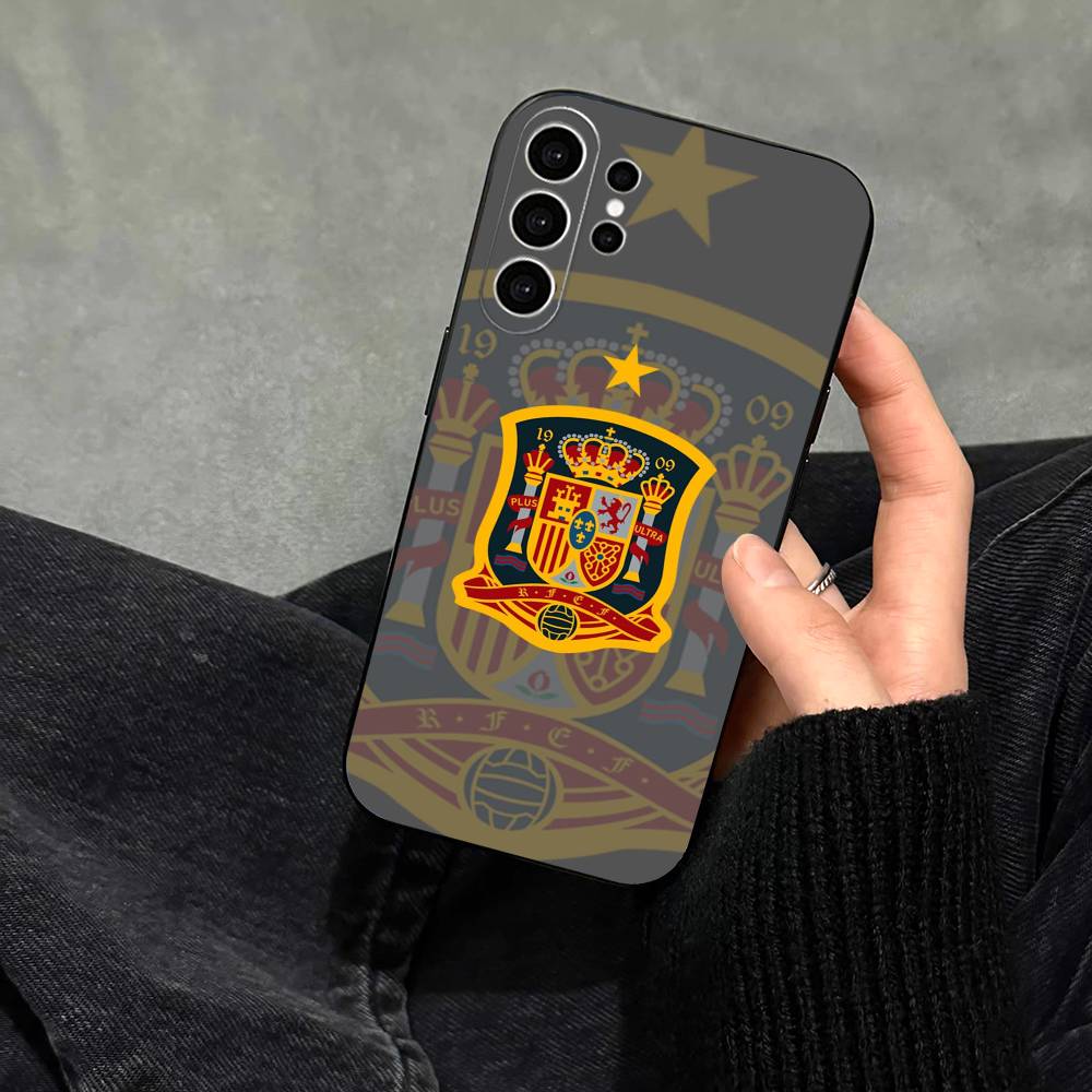 S-Spain Spanish Flag Art  Phone Case For Samsung S25,S24,S21,S22,S23,S30,Ultra,S20,Plus,Fe,Note,10,9,5G Black Cover