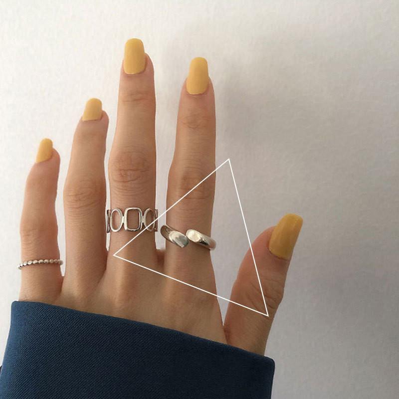Ins Korean Unique Inspired S925 Silver Geometric Ring For Women With Charm Minimalist