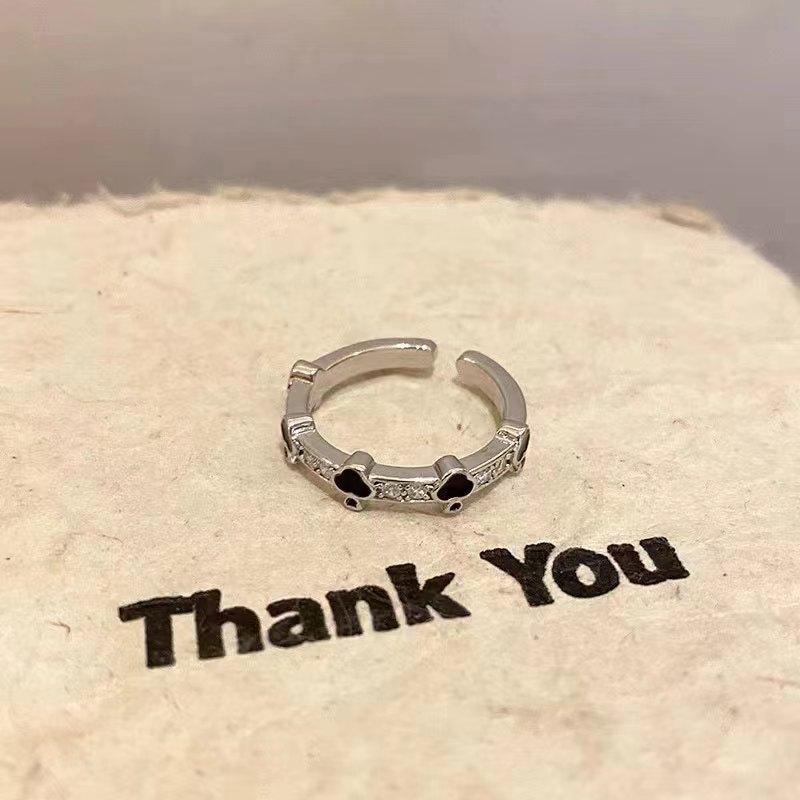 Black love drop glaze ring temperament cold wind advanced personality open index finger ring