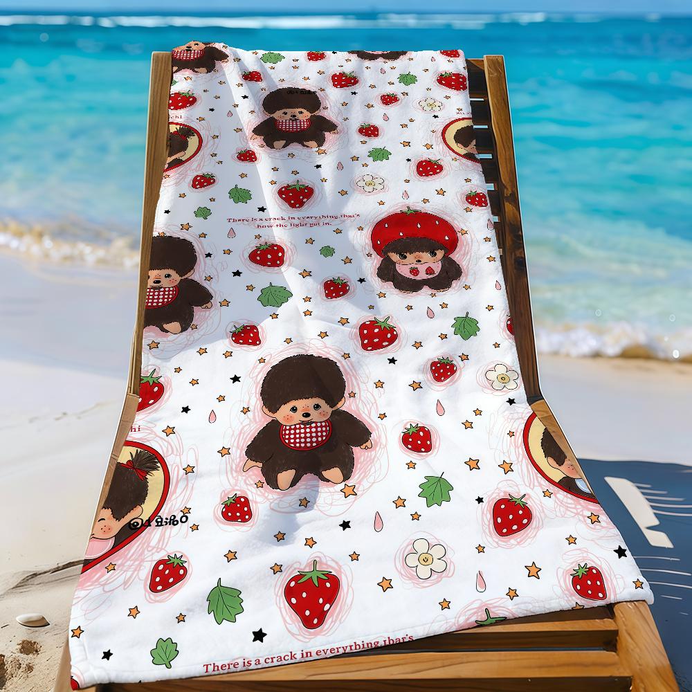 Cartoon M-Monchhichi-S Cute Towel Sports Quick Dry Travel Camping Gear Sandproof Soft Light Large Beach Towel