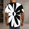 Mens Plus Size T Shirt Round Neck Short Sleeve Abstract Geometric Printed Black White Gray Pullover Straight Hem