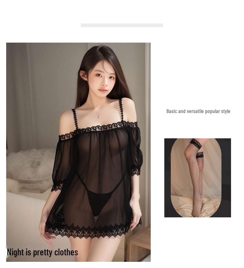 

Чувственный прозрачный комплект нижнего белья для пар: Майка и халат для кокетливого веселья перед сном One Size