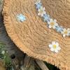 Sun Hat Hand-Crocheted Chrysanthemums Large Brim Strong Sun Protection Wave Shape Face Slimming Vacation Style Travel Hat