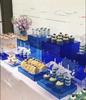 Blue Acrylic Dessert Table Display Stand for Tea Break & Birthday Ornaments