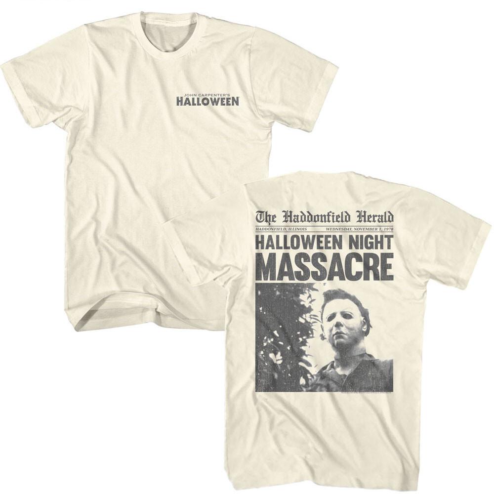 Halloween Movie Massacre The Haddonfield Herald Newspaper Men T Shirt XL