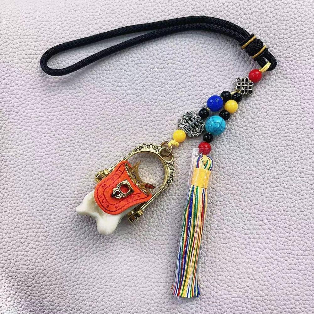

Handwoven Rope Horse Saddle Pendants Key Ring Accessories Car Interior Decorations синий