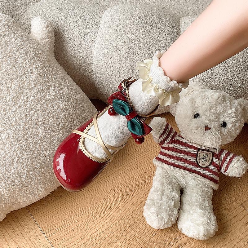 

Fashion Women Fashion Single Sneakers Spring Round Head Shallow Mouth Sneakers Butterfly Knot Metal Buckle Soft Sole Non-slip Flat Shoes 35 темно-красного