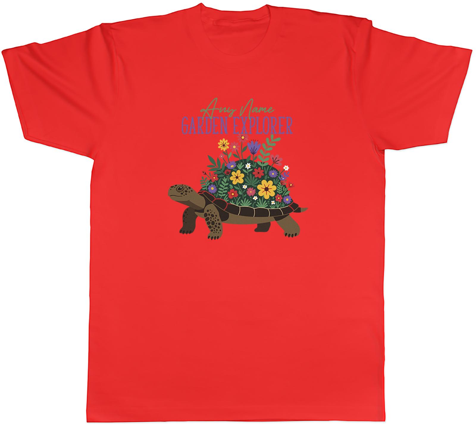 Personalised Garden Explorer Tortoise Gardening Unisexs TShirt Tee Gift Top S