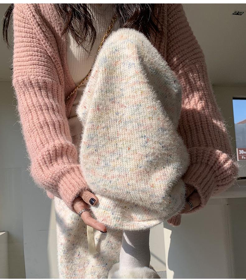 Spring 2024 Rainbow Knit Cashmere Wide-Leg Pants for Women - Loose, Casual & Stylish