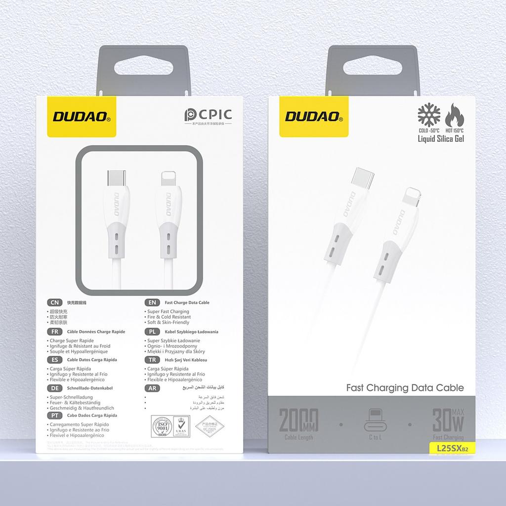 Kabel Przewód Z Silikonowym Oplotem Usb-C - Iphone Lightning L25Sx 30W 2M - Biały