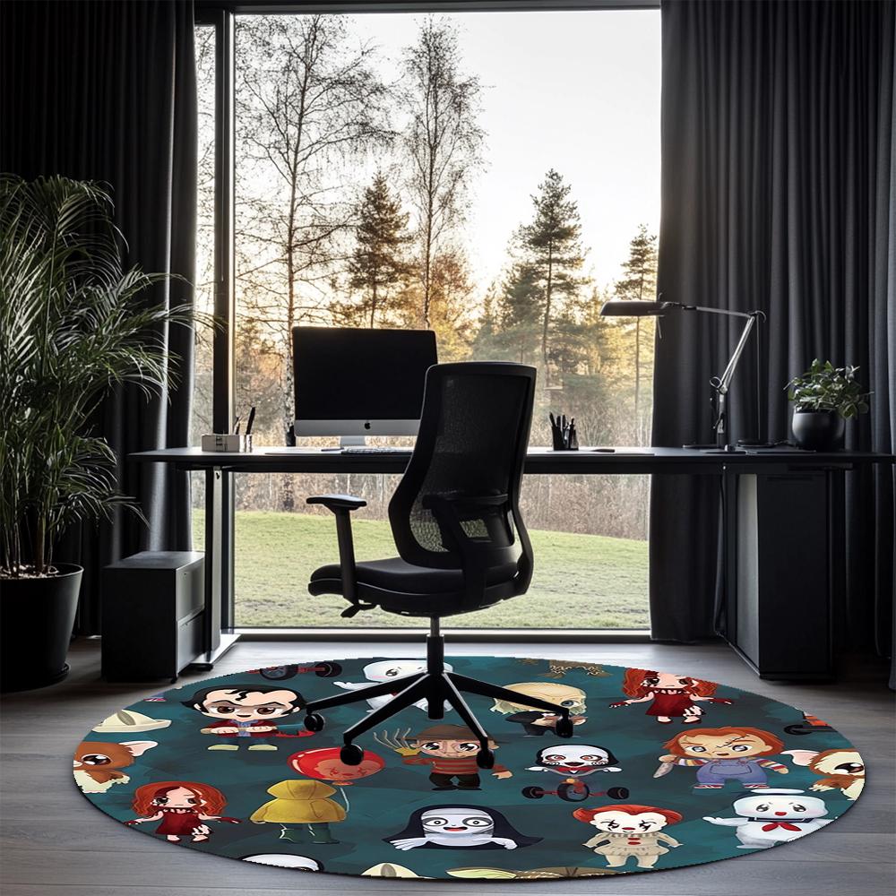 Halloween horror Printed Round Rug Carpet Chair Rug Area Rug Entryway Doormats,for Office Chair Living Room Bedroom Kitchen Room.