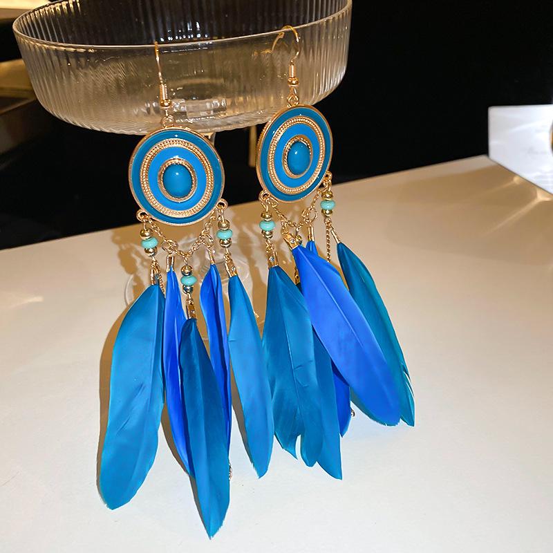 Silver Needle Butterfly Heart Earrings with Blue Gradient Drip - Elegant Autumn/Winter Studs