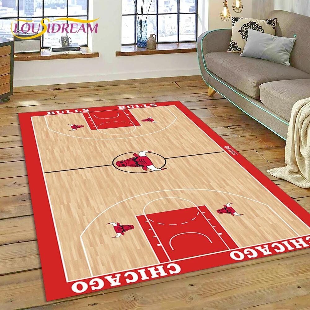 Tappeto Personalizzato 3D Campo da Basket Americano Squadra per Decorazione Soggiorno Camera da Letto, Decorazione Antiscivolo per Divano Zerbino Regalo