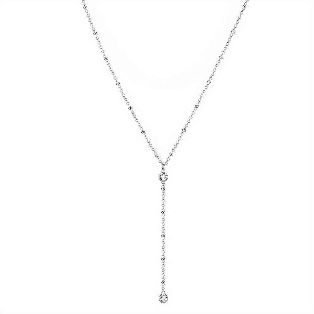 European and American Fashion Simple Y-Necklace with Tassel Round Beads, Multi-Layer Versatile Clavicle and Chest Chain for Women