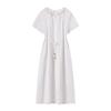 French Embroidered White Lace Maxi Dress