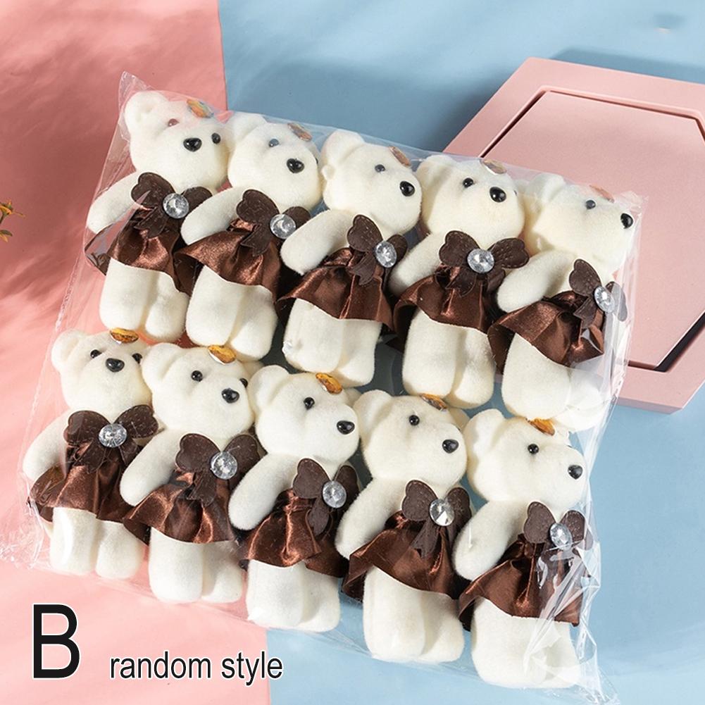 

10pcs Bouquet Bear Ice Cream Diamond Bear Valentines Day Gift For Wedding Bouquet Cute Bear Flower Cartoon Doll Bear Bouquet 11cm-30cm