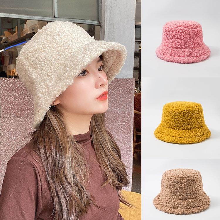 Fashion Lamb Wool Solid Color Soft Plush Hat Vintage Fisherman Cap Outdoor Trend