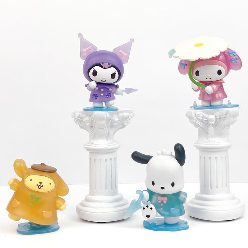 Sanrio Kuromi And My Melody Rainy Day Pvc Desk Figurines Set For Collection And Gift