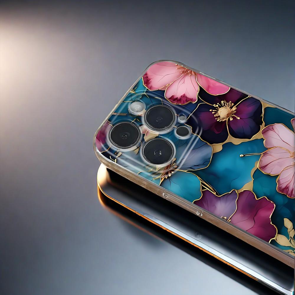 Vintage Flowers Clear Case for IPhone 16 15 14 13 12 11 Pro Max X XS Max XR 7 8 Plus Case 16E