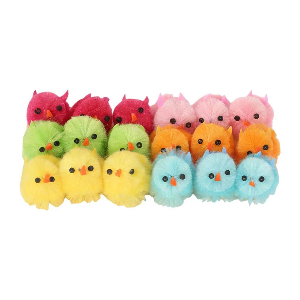 18x Mini Easter Chicks Decoration Art and Crafts Stuffed Fluffy Chick Toys Tiny Chenille