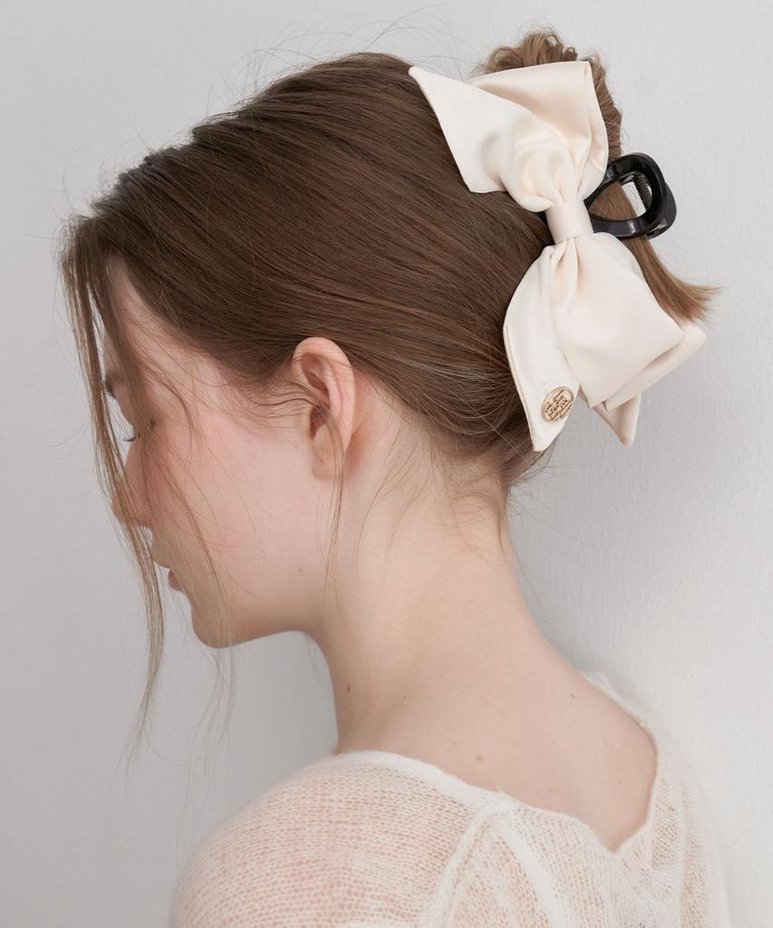 Halden Puffy Ribbon Hair Claw Clip (H040_Ivory)