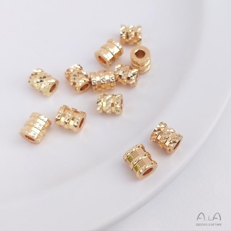 14K Gold-Filled Color-Preserving Pendant Spacer Beads: Small Waist Tube for DIY Bracelets, Necklaces, Clavicle Chains