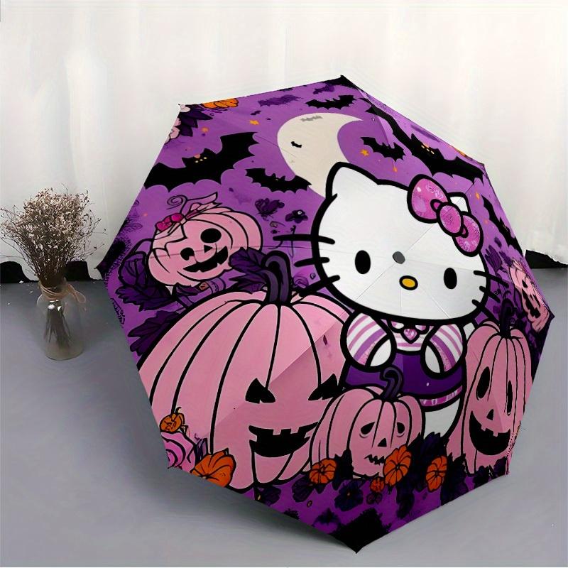 1pc Halloween Hello Kitty Automatic Opening/closing Umbrella, Compact Travel Umbrella - - Festive Accessory, Sturdy Ribs Yy250807089