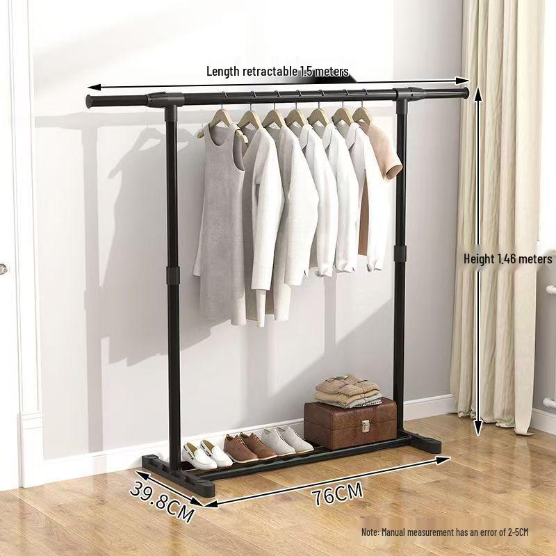 Retractable Floor-Standing Clothes Rack: Foldable Hanging Rod for Bedroom, Dorm, and Balcony Drying