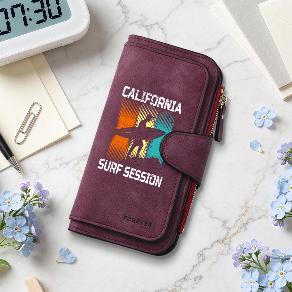 California Surf Style Long Wallet Fashion Casual Large Capacity Purse
