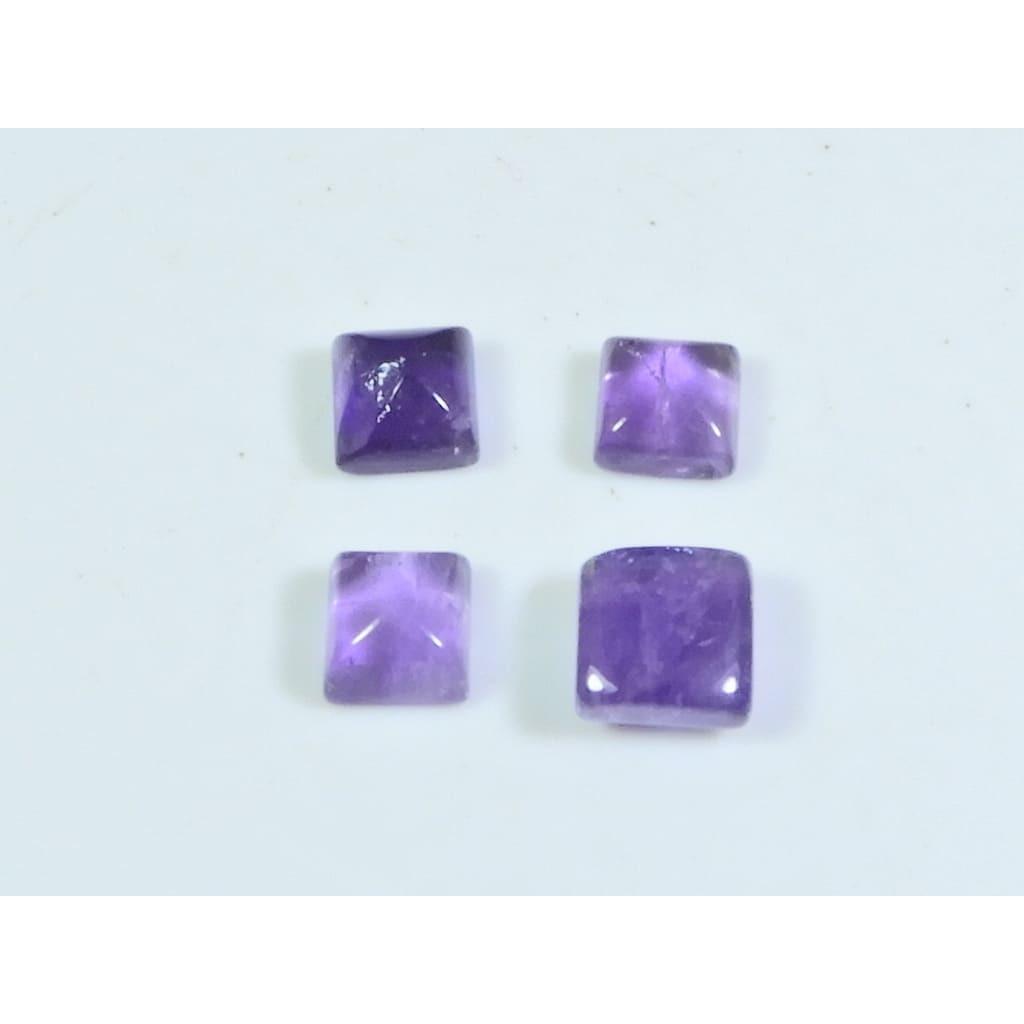 8X8MM Natural Amethst Ring Size Square Cabochon Loose Gemstone 4Pcs Lot 9Cts A-424