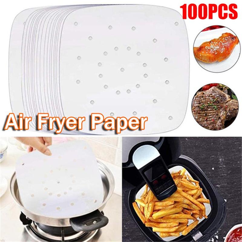 100Pcs Non-stick Steamer Mat Baking Cooking Steaming Square Air Fryer Paper 6.5" 100Pcs Non-stick Steamer Mat Baking Cooking Steaming Square Air Fryer Paper 6.5"