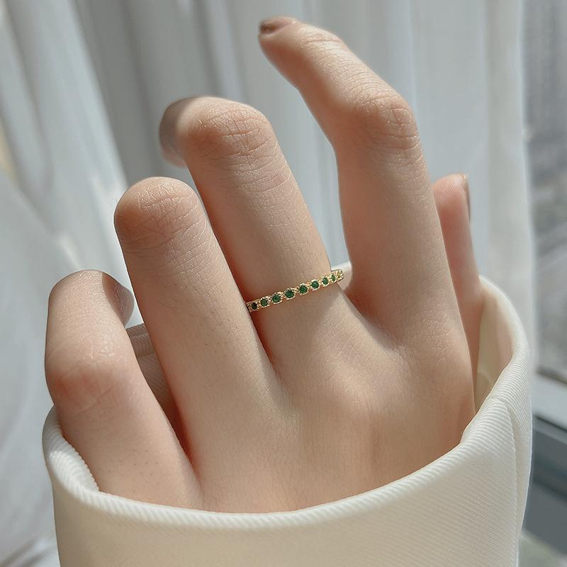 New 925 Sterling Silver Green Zircon Ring Personality Charm Simple Style Woman Ring Party Gift for Friends Exquisite Jewelry