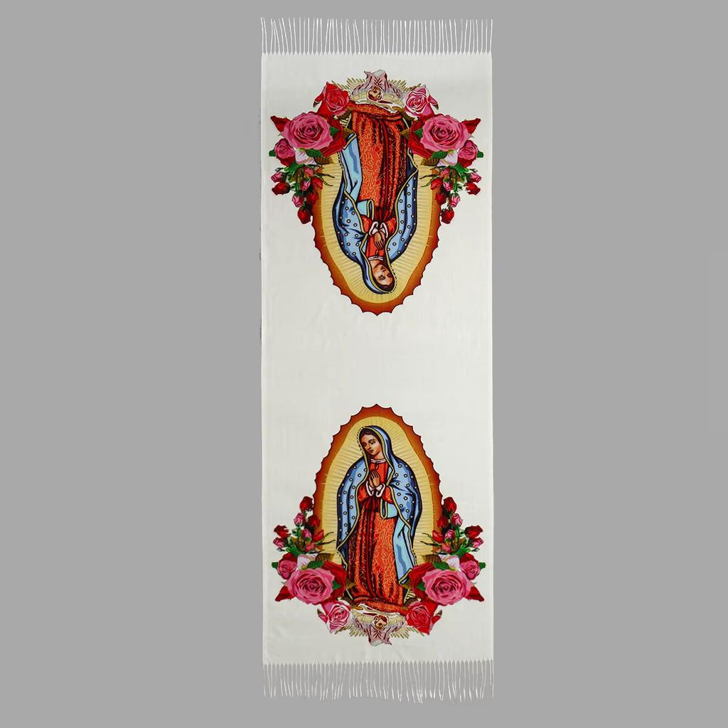 Printed Virgin Mary Of Guadalupe Scarf Men Women Winter Fall Warm Scarves Mexico Catholic Saint Shawl Tassels Wrap
