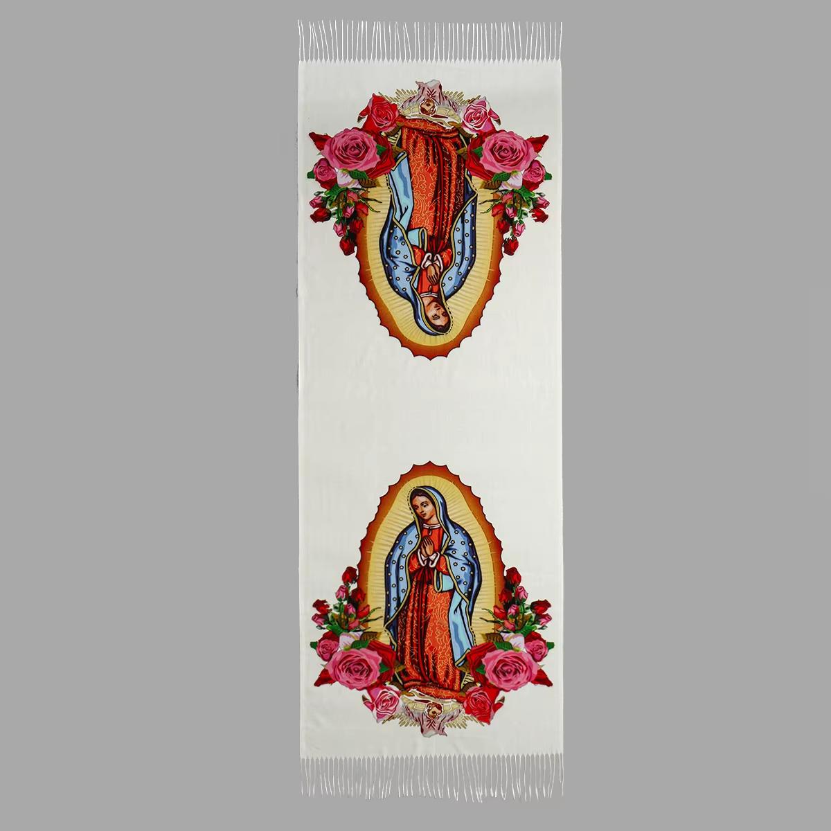 

Customized Printed Virgin Mary of Guadalupe Scarf Men Women Winter Fall Warm Scarves Mexico Catholic Saint Shawl Tassels Wrap