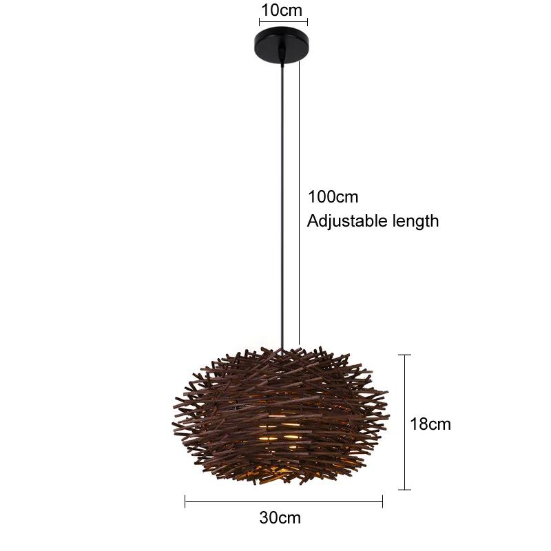 Bamboo Pendant Lights Hand Woven Ceiling Weaving Chandelier Lamp Rattan Wicker Hanging LED Fixtures Home Bedroom Bamboo Art Lamp