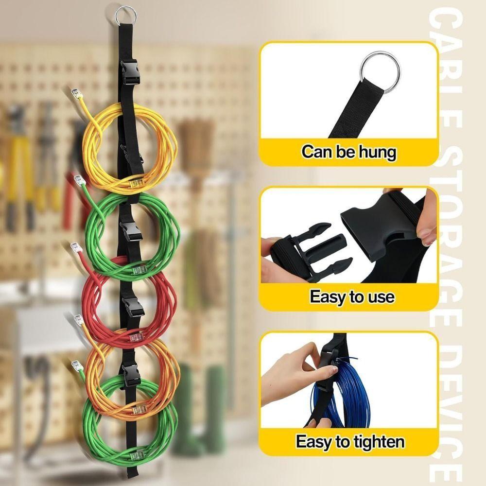 5 Loops Buckle Vertical Cord Holders Wall Hanging Cord Manageable Belt Cable Storage Straps  Hose