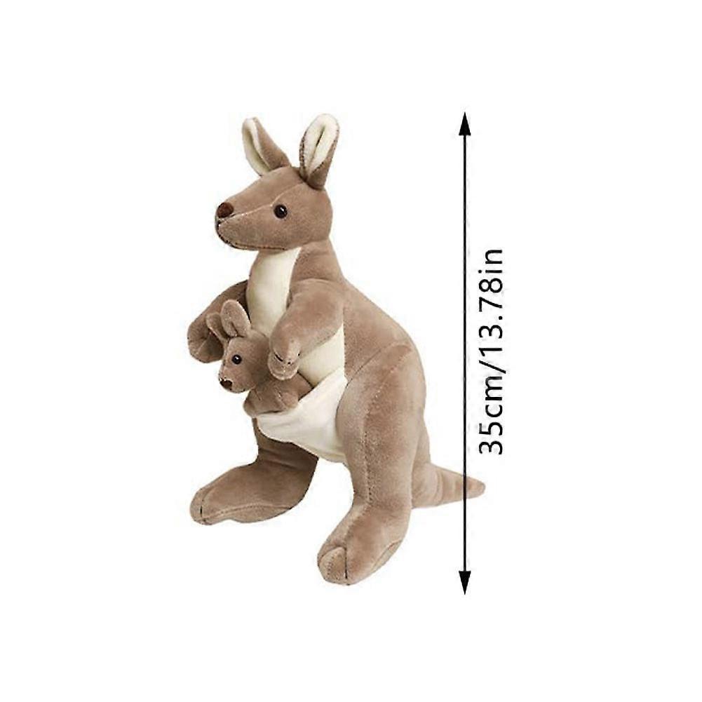 Kangaroo Plushs Toy Mother and Child Cuddly Stuffed Animal Soft Fluffy Plush Doll Gift for Kids pu397