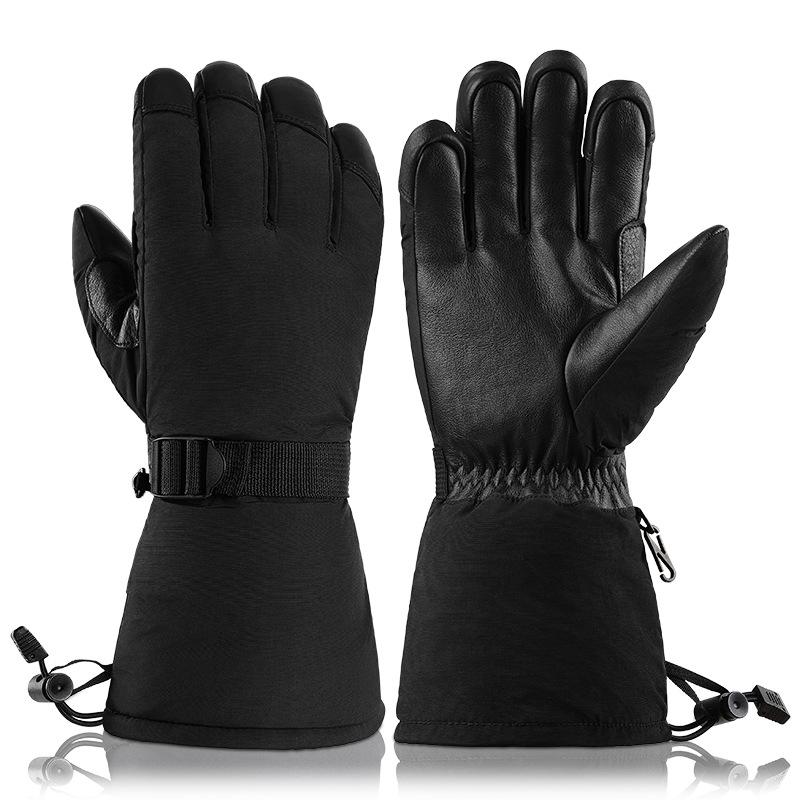 Men's Cold-proof Touch Screen Waterproof Leather Gloves for Winter Warmth Ski Cycling Cycling Warmth Gloves for Women
