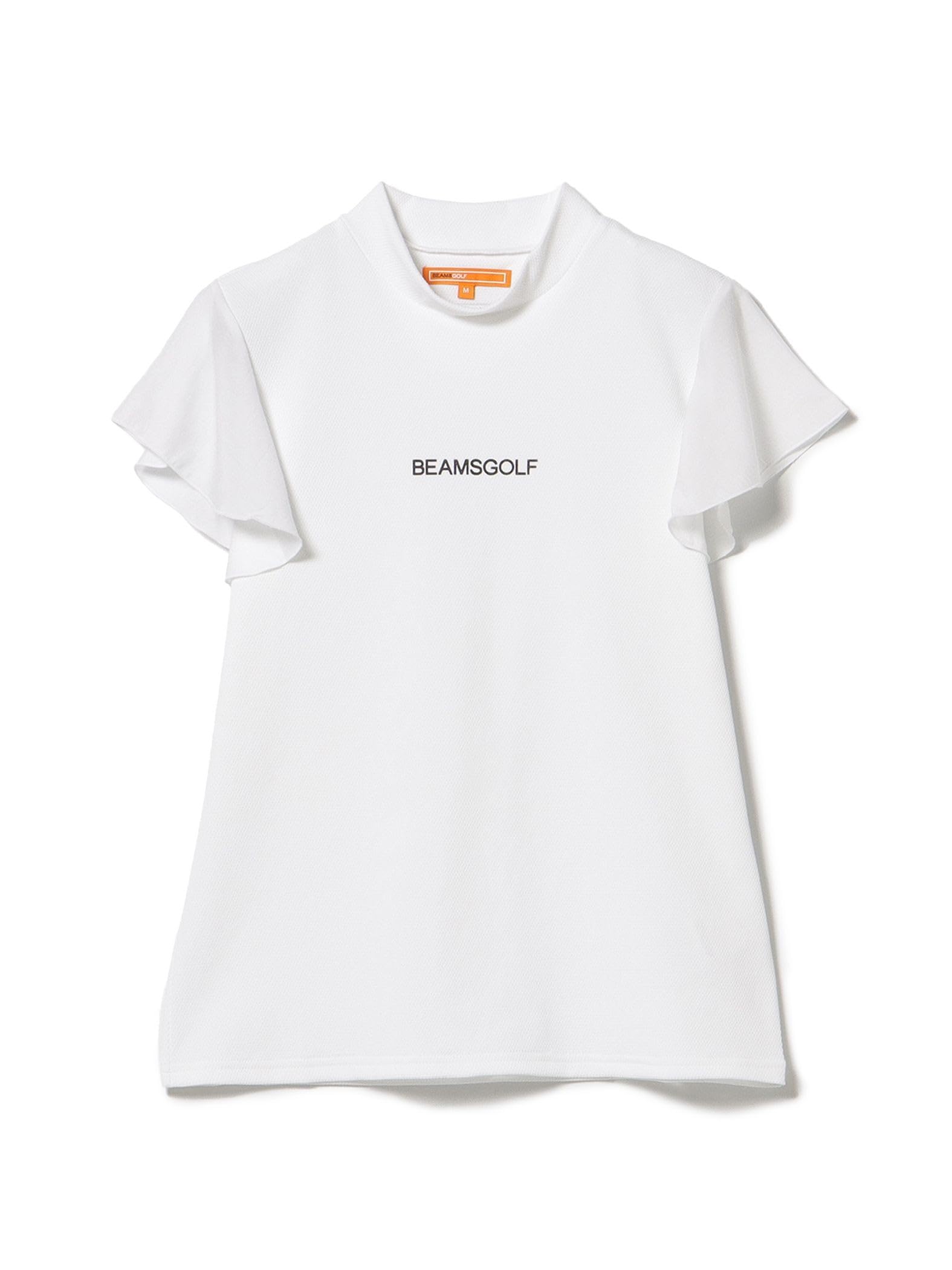 

Beams Golf Оранжевая кофта с оборками на рукавах и воротником-стойкой, рукав с оборками, размер L, футболка с коротким рукавом, этикетка, рубашка, ИЛИ. МН, Женский, Белый, белый