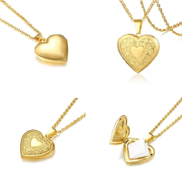 Metal Necklace with Heart Shaped Locket Pendant Adjustable Neckchain Ornament