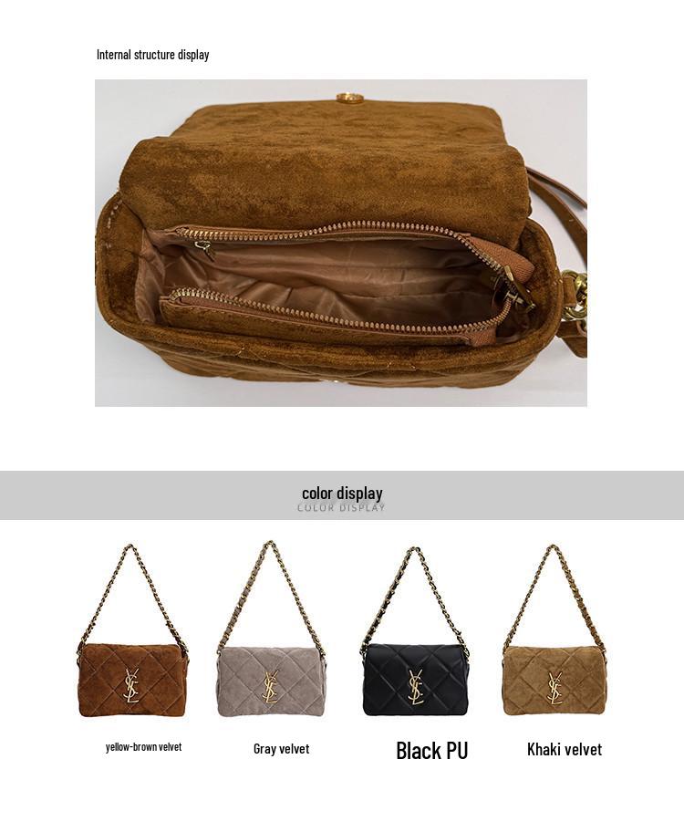 Geantă de umăr matlasată din piele întoarsă Toamnă/Iarnă 2025 - Geantă de mână minimalistă, versatilă, ușoară pentru femei.